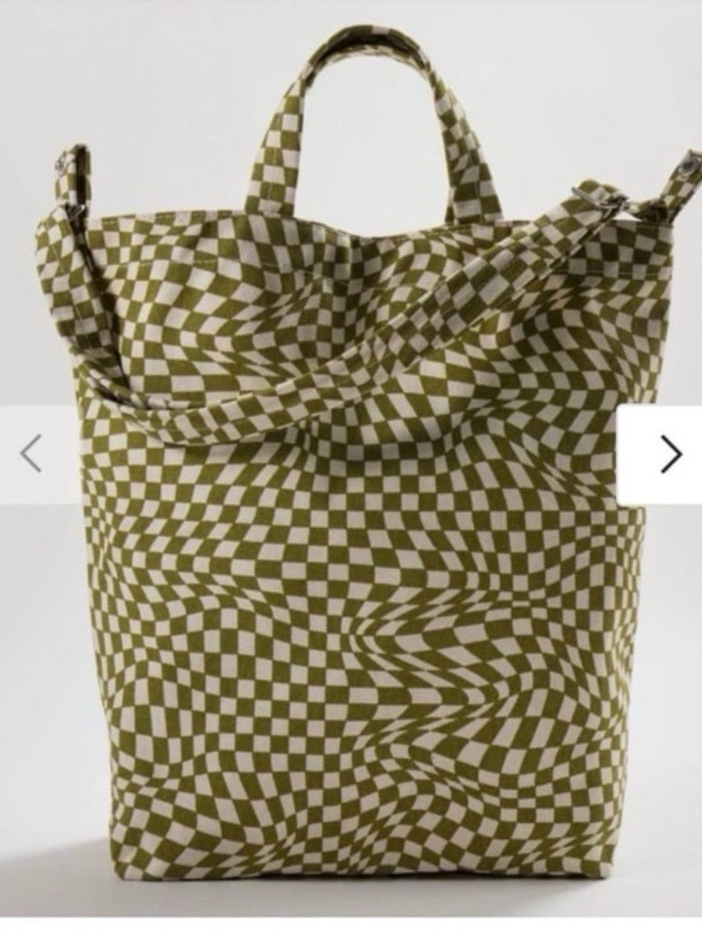 Baggu Moss Green Trippy Checker Duck Bag
